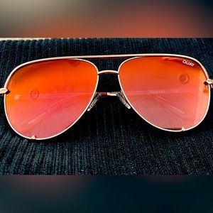 Quay High Key Sunglasses Gold Aviator Frame Unisex w/Case & Cloth!